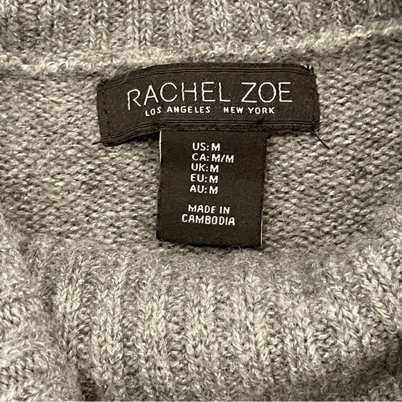 Rachel Zoe Cowl Neck Grey Wool Blend Turtleneck High-Low Sweater Women's M - Picture 6 of 11